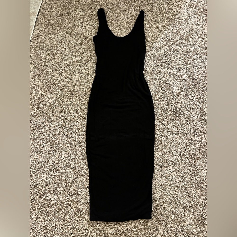 black midi dress